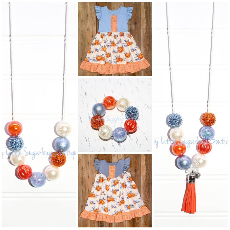 Vintage Kürbisse Kordel Oder Quaste Halskette-Herbst Halskette-Made To Match Eleanor Rose-Kürbis Halskette-Thanksgiving-Baby-Kleinkind-Mädchen-Frauen von MyLittleSugarbugBtq