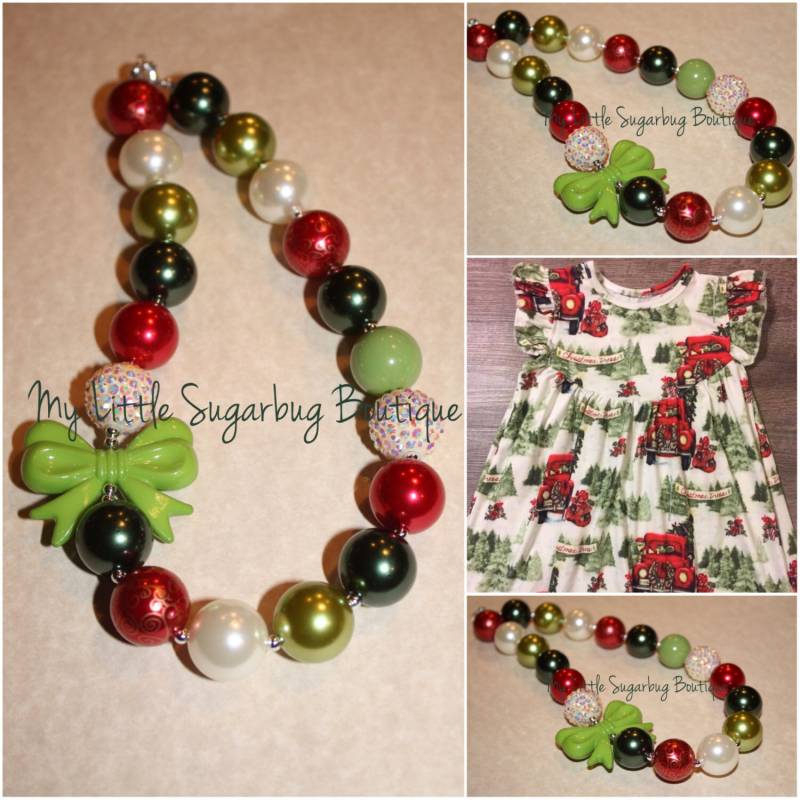 Vintage Weihnachten-M2M Perlen Und Schweinchen Weihnachten-Chunky Halskette-Bubblegum Halskette-Baby-Kleinkind-Mädchen-Frauen von MyLittleSugarbugBtq