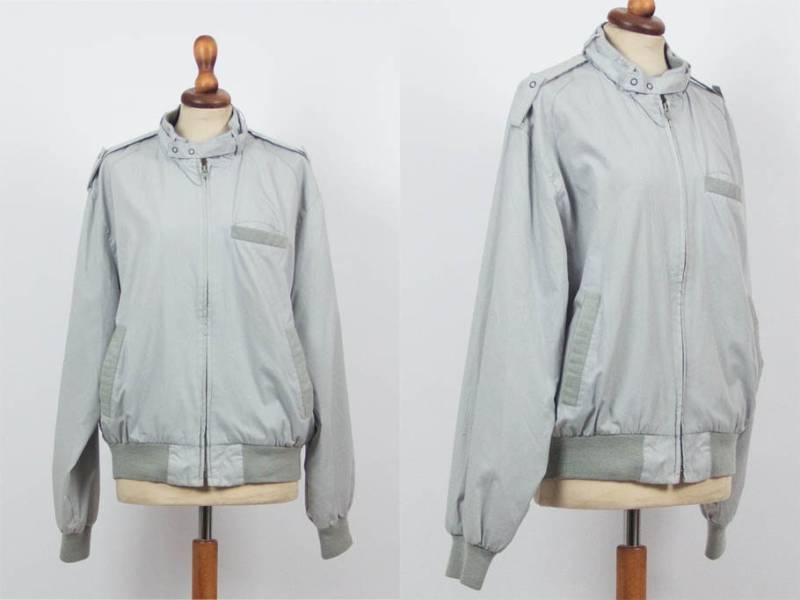 80Er Jahre Vintage Grau Jacke Achtziger Männer Sport Casual Top Jacken Hellgrau Größe M von MyLoftVintage