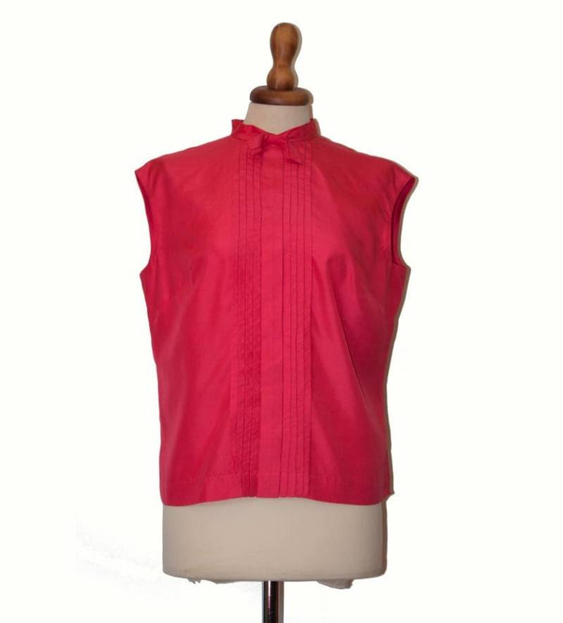 Vintage Seide Shirt/60Er Jahre Schockierend Rosa Band Ärmellose Oben von MyLoftVintage
