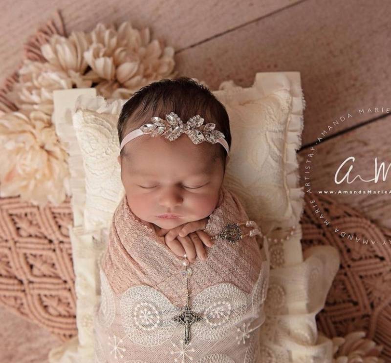 Baby Mädchen Strass Stirnband Neugeborene Mit Bindeband von MyLolliflopsLLC