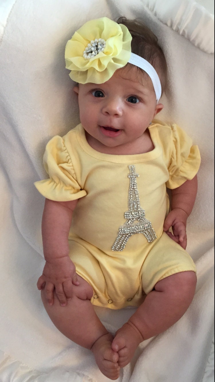 Bubble Strampler Baby Mädchen Set Säugling One Piece Mit Strass Eiffelturm Applikation Und Passenden Stirnband Bubble Strampler Baby Mädchen Set Säugling One Piece Mit Strass Eiffelturm Applikation Und Passenden Stirnband von MyLolliflopsLLC