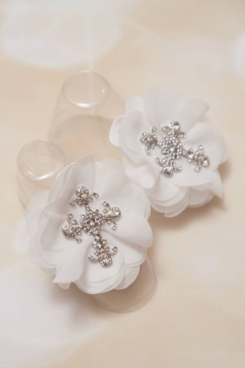 Chiffon Strass Kreuz Säugling Sandalen Baby Mädchen Barfuß Mit von MyLolliflopsLLC