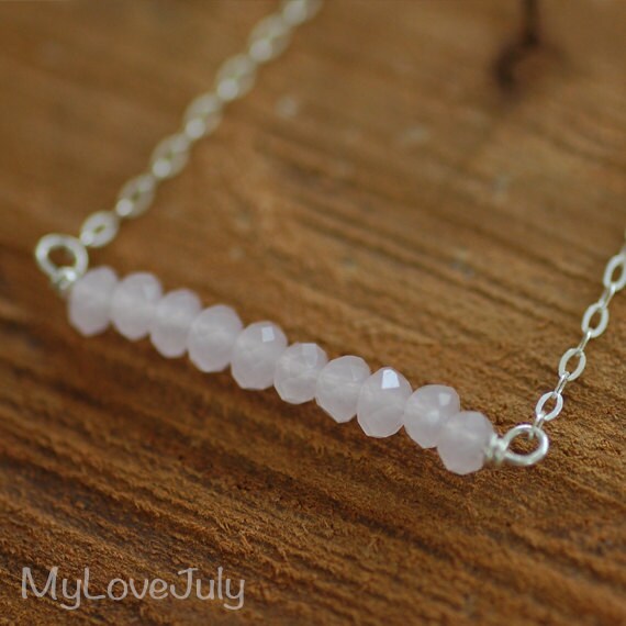 Mutter Tag Geschenk Einfache Rosa Rosenquarz Bar Halskette - Edelstein 14Kt Gold Fill Oder Silber Anhänger von MyLoveJuly