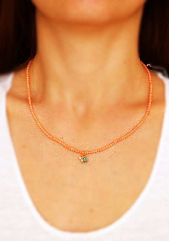 Zarte Kette, Koralle Gold Koralle Kette von MyLoveJuly