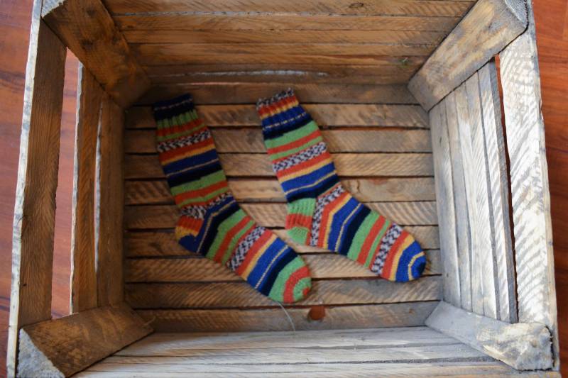Handgestrickte Wollsocken Gestreifte Winter Unisex Socken von MyLoveKnit