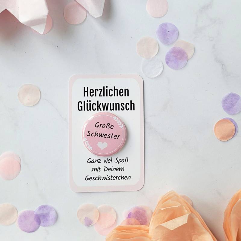 Button Große Schwester Geschenk 2025 Geschwister Geburt Ankündigung von MyMaisieFabrik