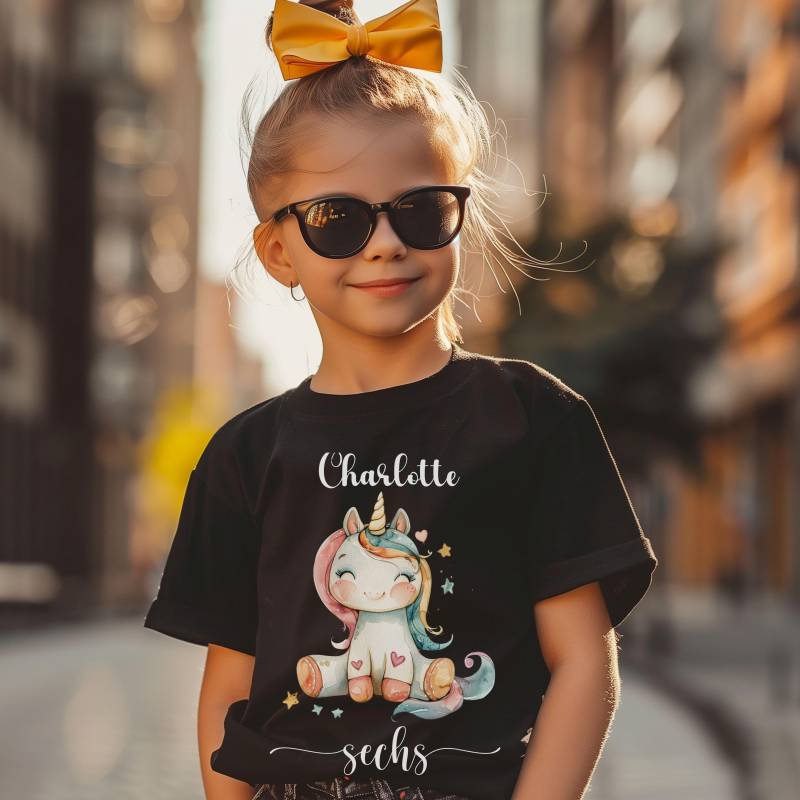 Geburtstagsshirt Mädchen Geburtstag T-Shirt Mit Name Kindergeburtstag Geschenk Einhorn Personalisiert Geburtstagsoutfit von MyMaisieFabrik