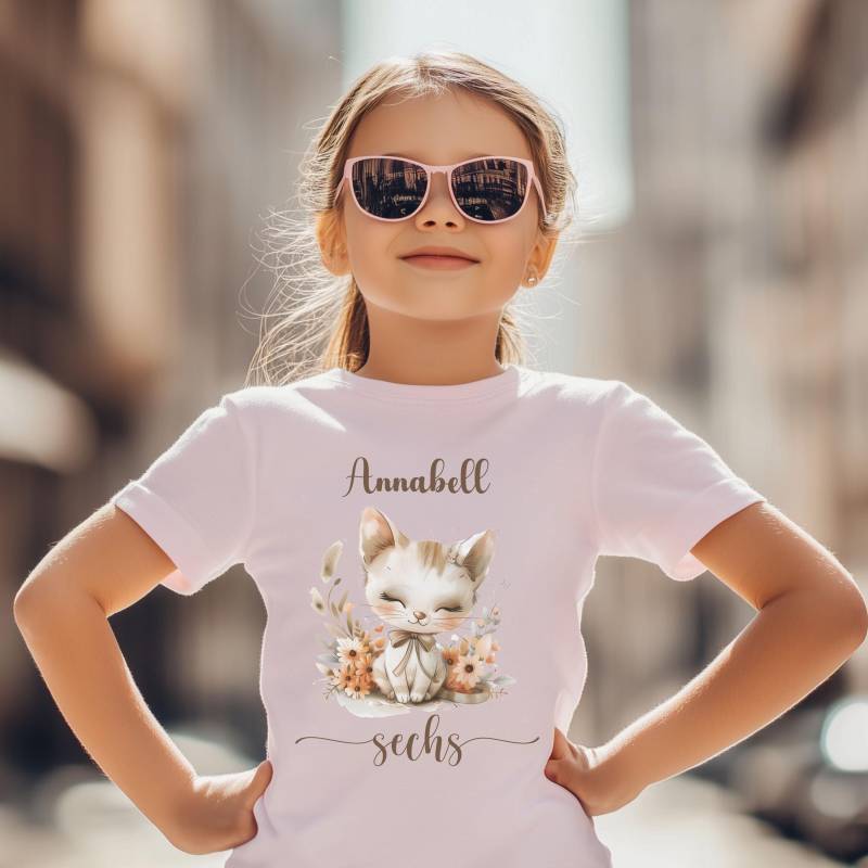 Geburtstagsshirt Mädchen Geburtstag T-Shirt Mit Name Kindergeburtstag Geschenk Katze Personalisiert Geburtstagsoutfit von MyMaisieFabrik