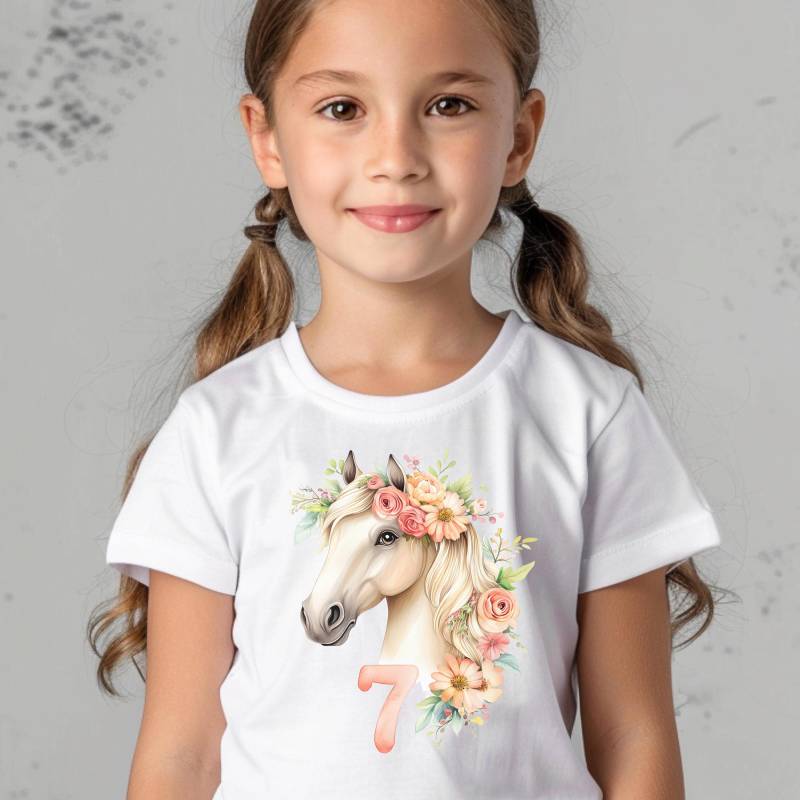 Pferde Geburtstag Shirt 7 Pferd Geburtstagsshirt Zahl Mädchen Mit Name Geschenk T Kindergeburtstag Tshirt von MyMaisieFabrik