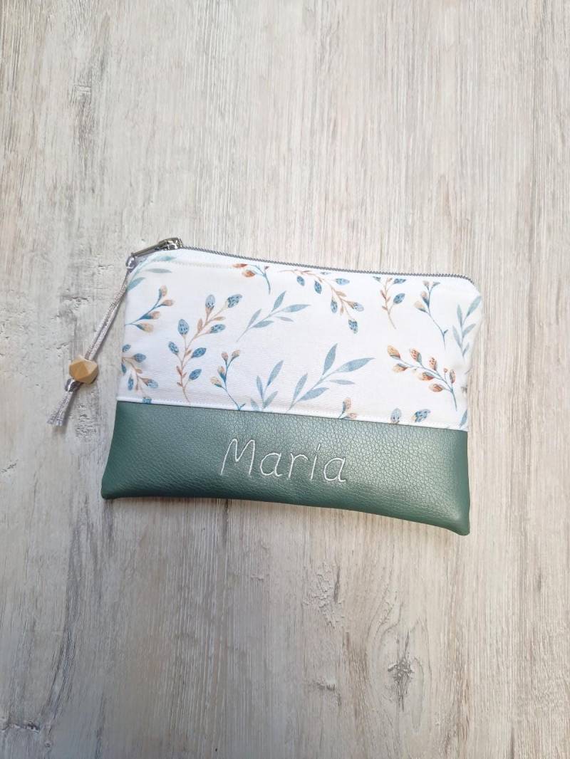 Kosmetiktäschchen Personalisiert/Kleines Täschchen Baumwolle Kunstleder Weidenzweig von MyMarelle