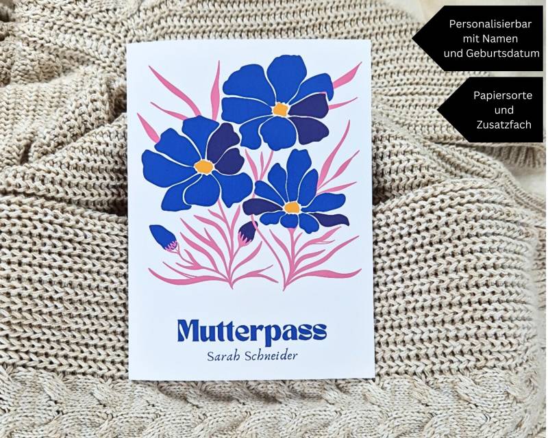 Mutterpasshülle Personalisierbar Mit Fach + Namen/Hülle Deutscher Mutterpass Schutzhülle Schutzumschlag Flowers von MyMarelle