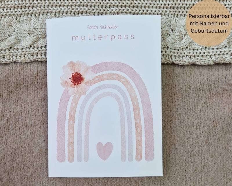 Mutterpasshülle Personalisierbar Mit Fach + Namen/Hülle Deutscher Mutterpass Schutzhülle Schutzumschlag Regenbogen Blume von MyMarelle