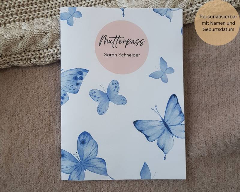 Mutterpasshülle Personalisierbar Mit Fach + Namen/Hülle Deutscher Mutterpass Schutzhülle Schutzumschlag Schmetterling von MyMarelle