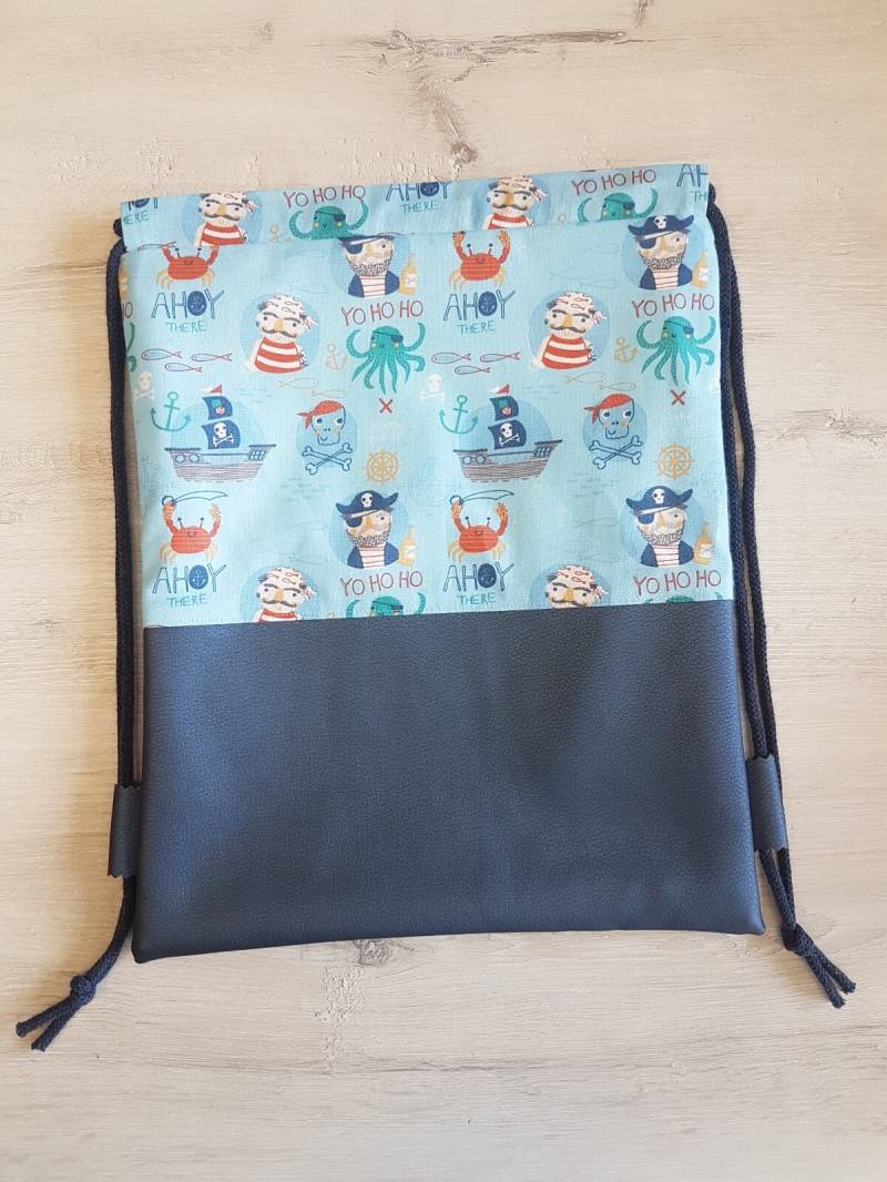 Turnbeutel, Kinderturnbeutel, Kindergartenturnbeutel Mit Name, Pirat, Seeräuber von MyMarelle
