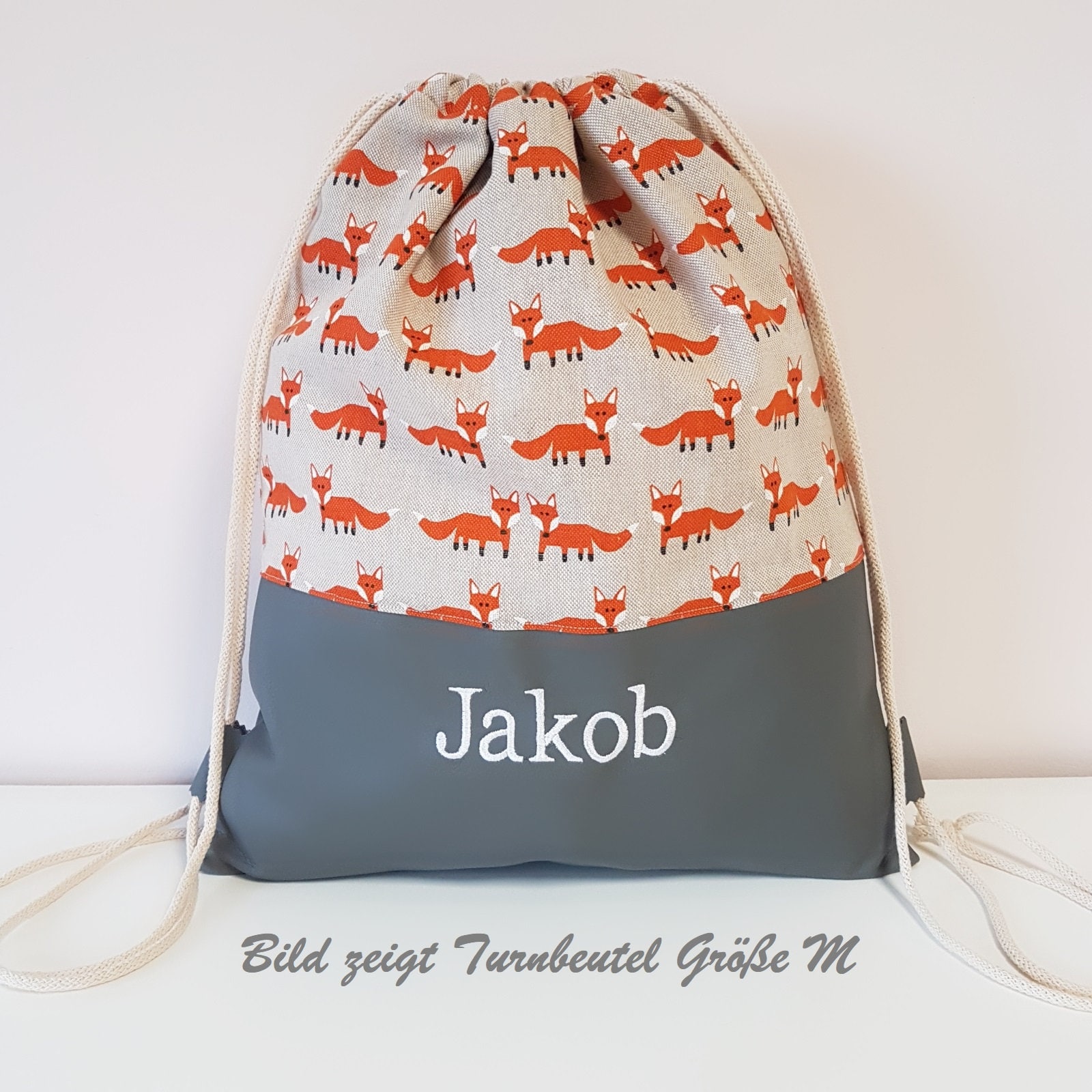 Turnbeutel, Kinderturnbeutel, Kindergartenturnbeutel Mit Namen, Füchse, Gymbag, Stoffbeutel, Rucksack, Grau, Orange, Beige, Füchse Turnbeutel, Kinderturnbeutel, Kindergartenturnbeutel Mit Namen, Füchse, Gymbag, Stoffbeutel, Rucksack, Grau, Orange, Beige, Füchse von MyMarelle