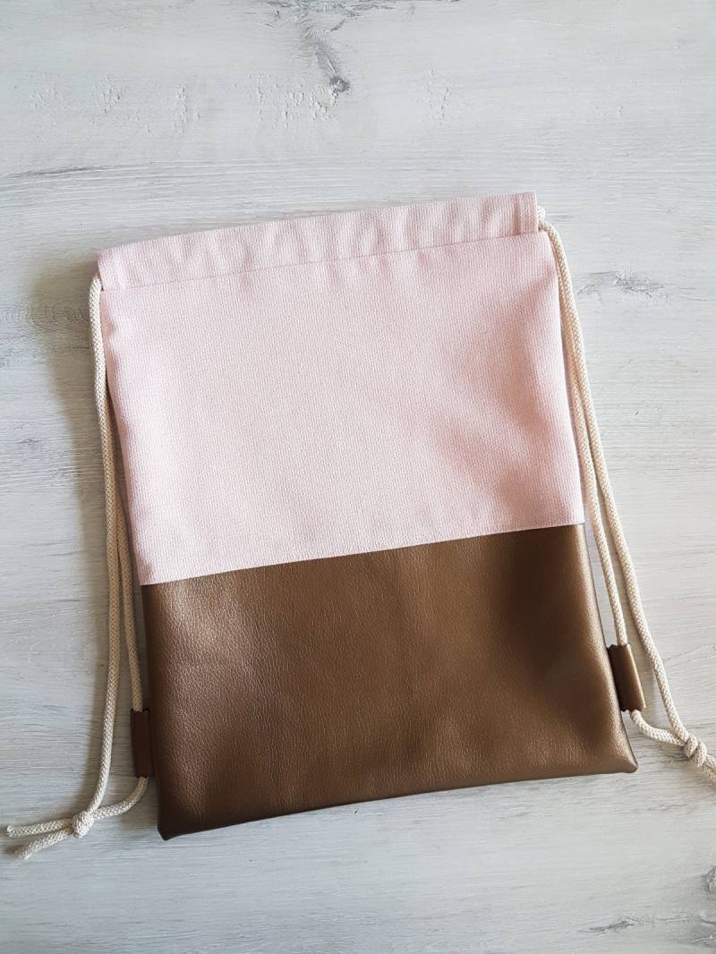 Turnbeutel/Kinderturnbeutel Kindergartenturnbeutel Sportbeutel Canvas Kunstleder Rosa Unifarben von MyMarelle