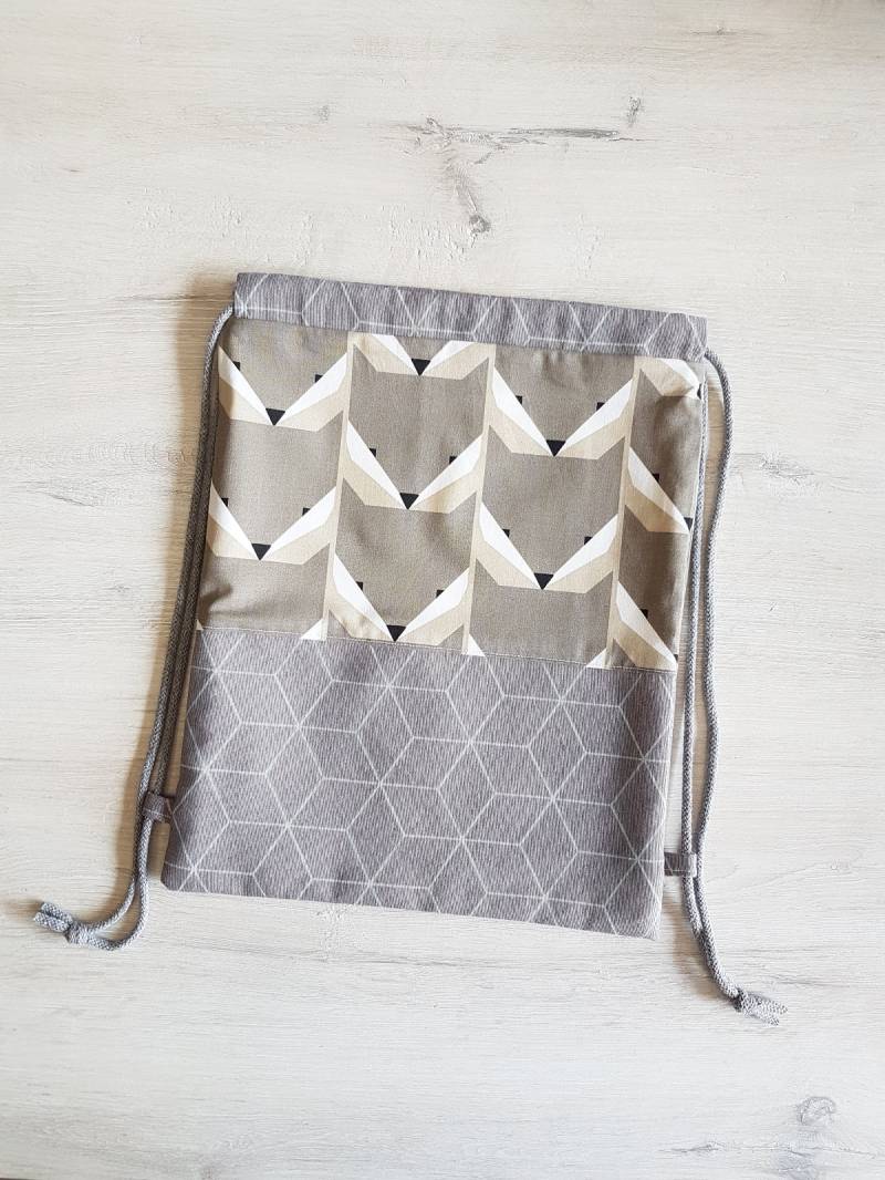 Turnbeutel Personalisiert/Kinderturnbeutel Kindergartenturnbeutel Sportbeutel Rucksack Baumwolle Fuchs Geometrisch von MyMarelle