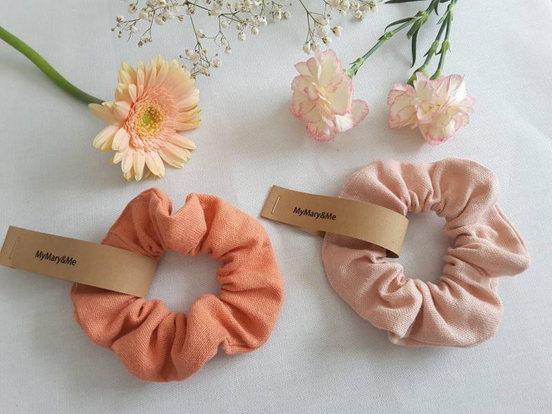 Leinen Scrunchie "Perfect Blush", Leinenscrunchie, Haarband Leinen, Haargummi Linen von MyMaryandMe