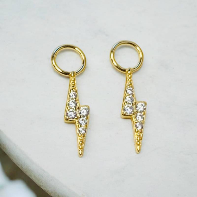 Anhänger Für Creolen Gold Blitz Jeweils Ein Paar Mix & Match I Charms Ohrringe 18K Vergoldet Ohrring von MyMelian