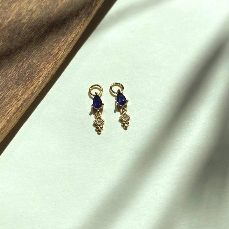 Anhänger Für Creolen Gold Pendel Blau Jeweils Ein Paar Mix & Match I Charms Ohrringe 18K Vergoldet von MyMelian