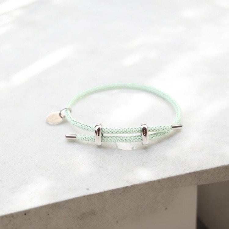 Armband Edelstahl Silber Mint Grün Personalisierbar Mit Buchstaben Anhänger I Damen Für Charms Freundschaftsarmband von MyMelian