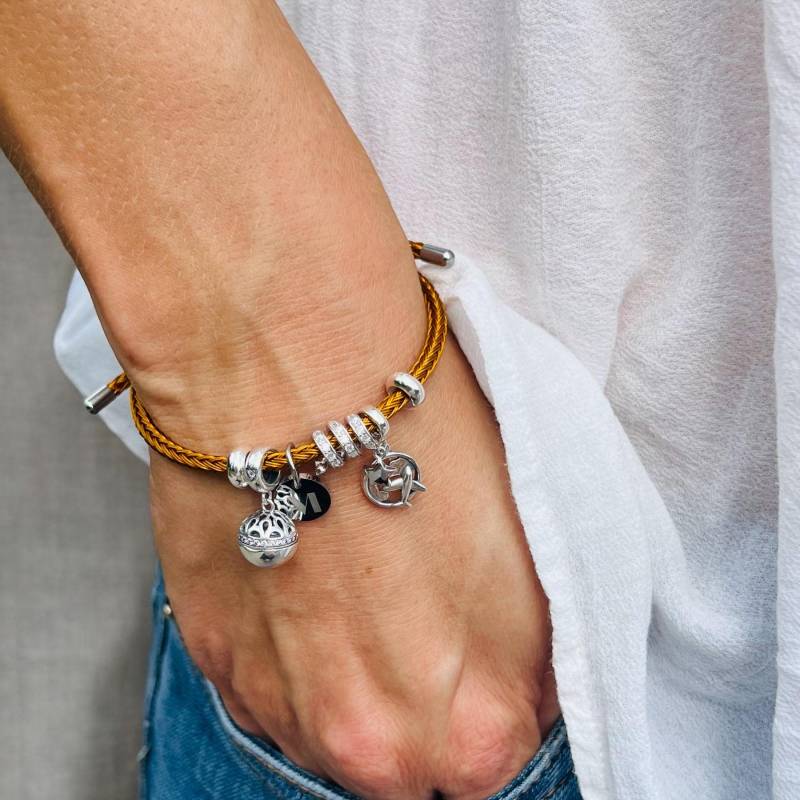 Armband Mit Buchstaben I Personalisierte Armbänder | Gold Braun Partner Charm Edelstahl von MyMelian