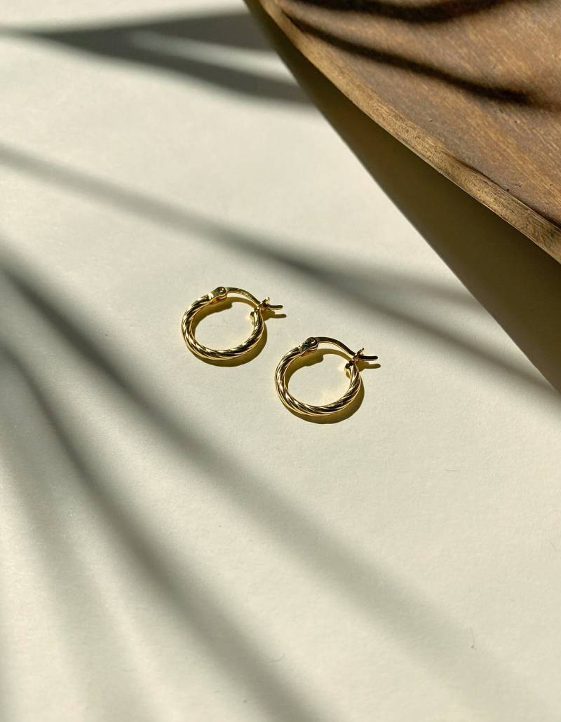 Creolen Ohrringe Gold Gedreht I Twisted Kombinierbar Mit Anhängern Mix & Match Sterling Silber 18K Vergoldet von MyMelian