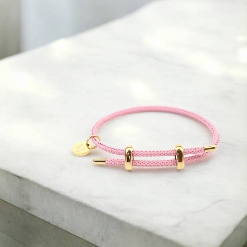 Damen Armband Gold Rosa Mit Buchstaben Herz Anhänger | Charm Bettelarmband I Edelstahl von MyMelian