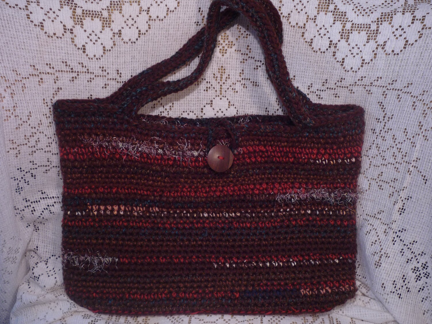 Große Handtasche Gehäkelt Braun Multicolor Große Handtasche Gehäkelt Braun Multicolor von MyMimziesWhimzies
