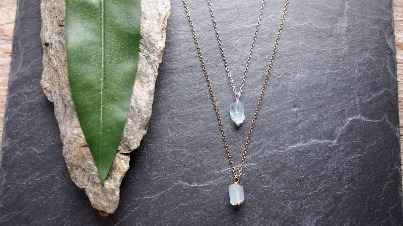 Aquamarin Minimal Nugget Kette Gold Silber von MyMoebius