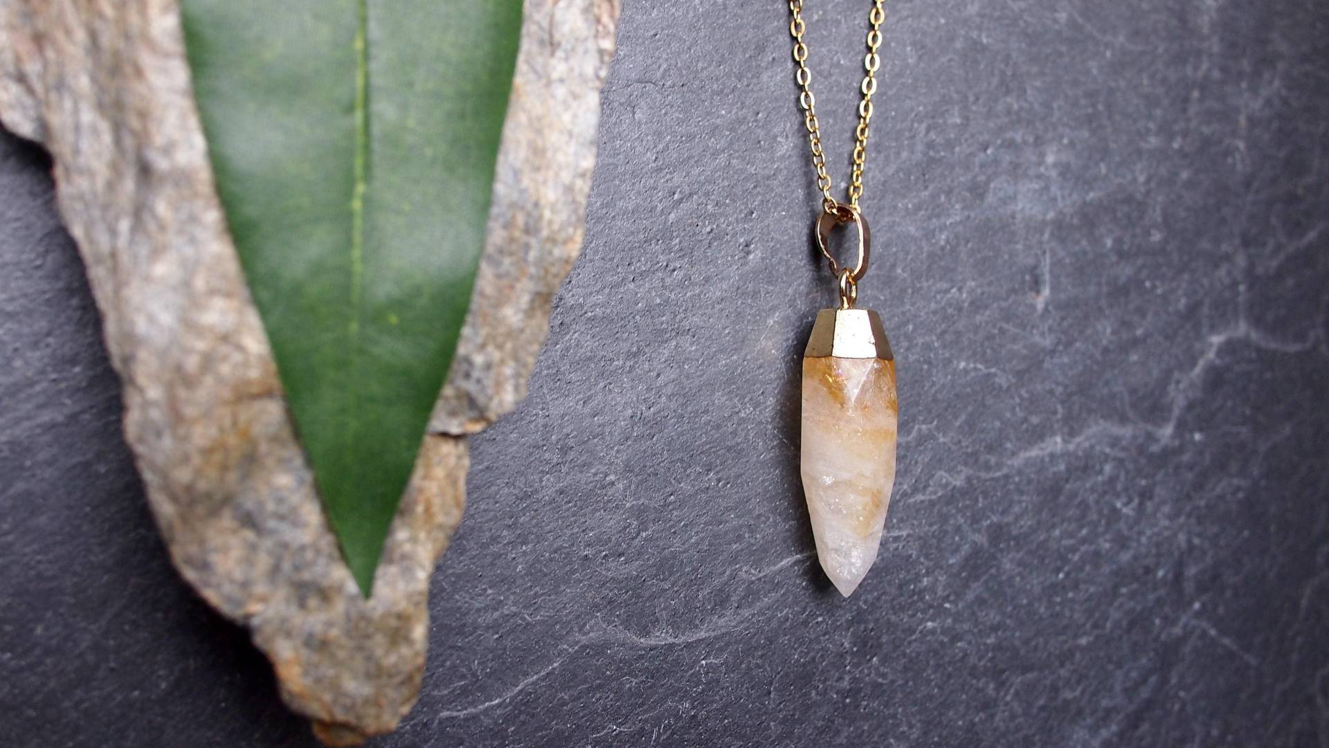 Citrin Spitze Facettiert Kette Vergoldet von MyMoebius