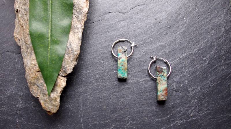 Ozeanjaspis Creolen Hoops Silber von MyMoebius