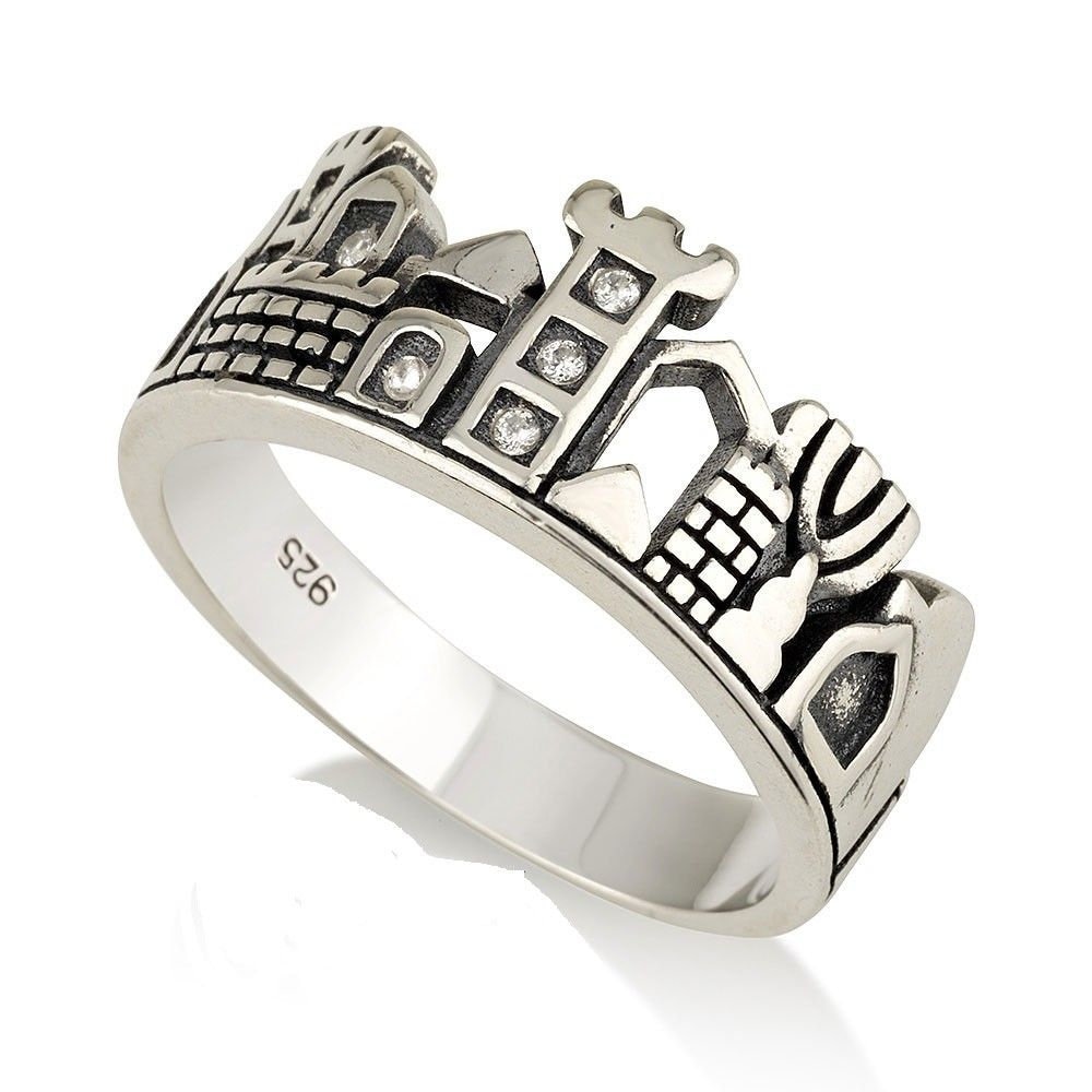 Silber 925 Jerusalem Panorama Handgemachter Verzierter Vintage-Ring Mit Swarovski-steinen - Jejuda Israel Kunst-Geschenk von MyMojoCharm