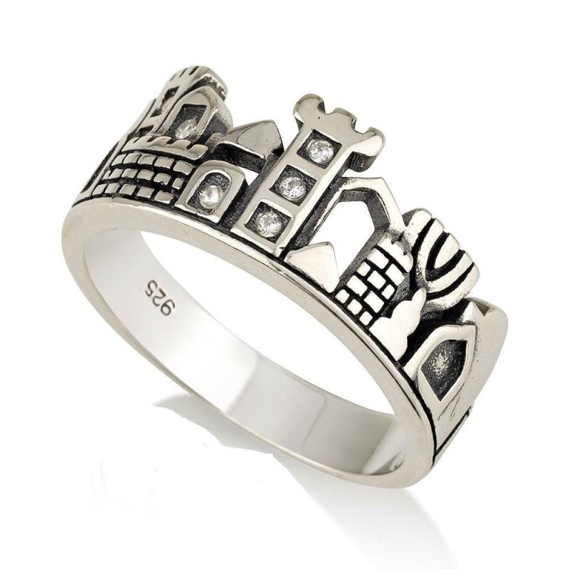 Silber 925 Jerusalem Panorama Handgemachter Verzierter Vintage-Ring Mit Swarovski-steinen - Jejuda Israel Kunst-Geschenk von MyMojoCharm