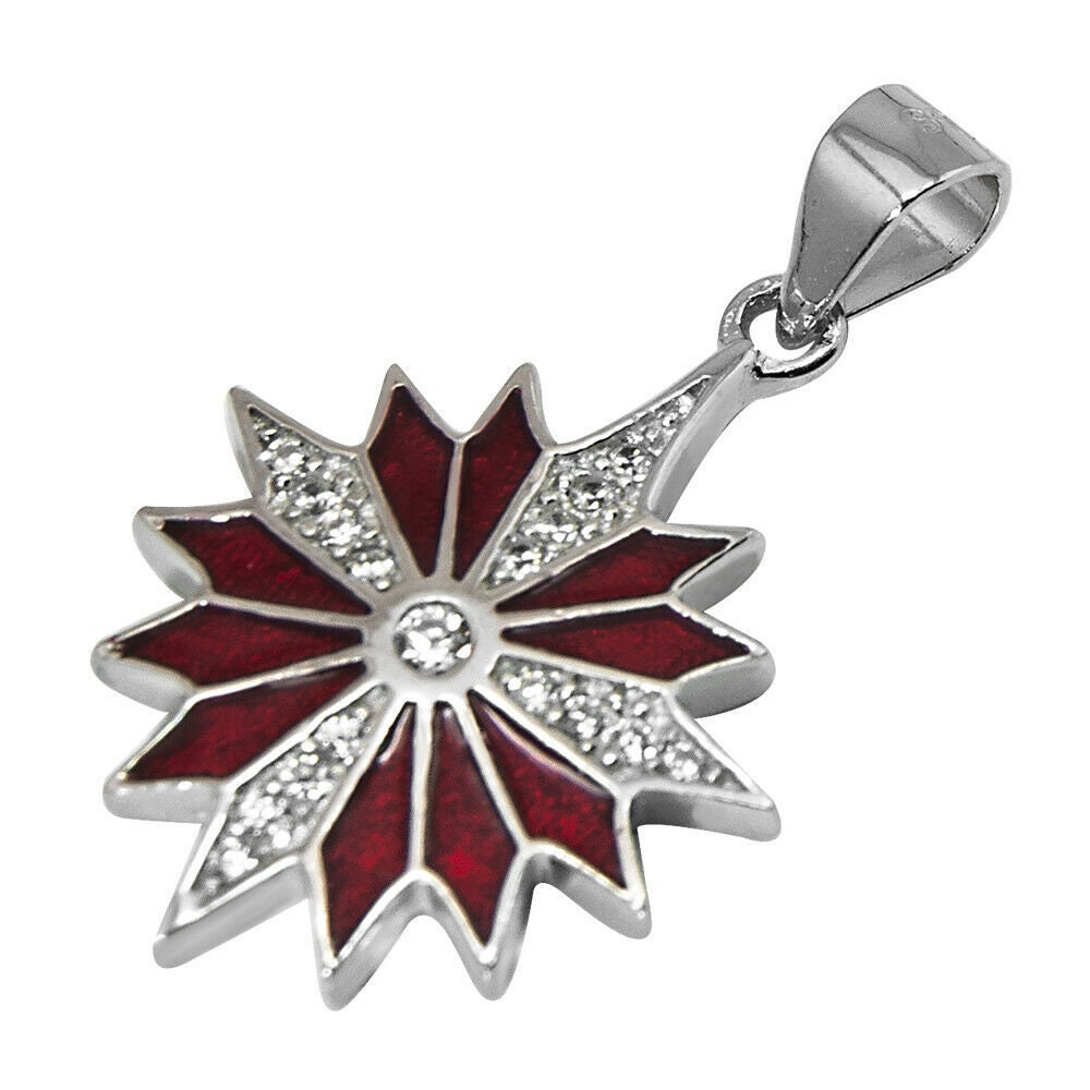 Silber 925 Stern 0F Bethlehem Scharlachrot Mit Zirkonen - Gesegnet Von Einem Priester in Der Geburtskirche Bethlehem Heiliges Land-Segens-Halskette von MyMojoCharm