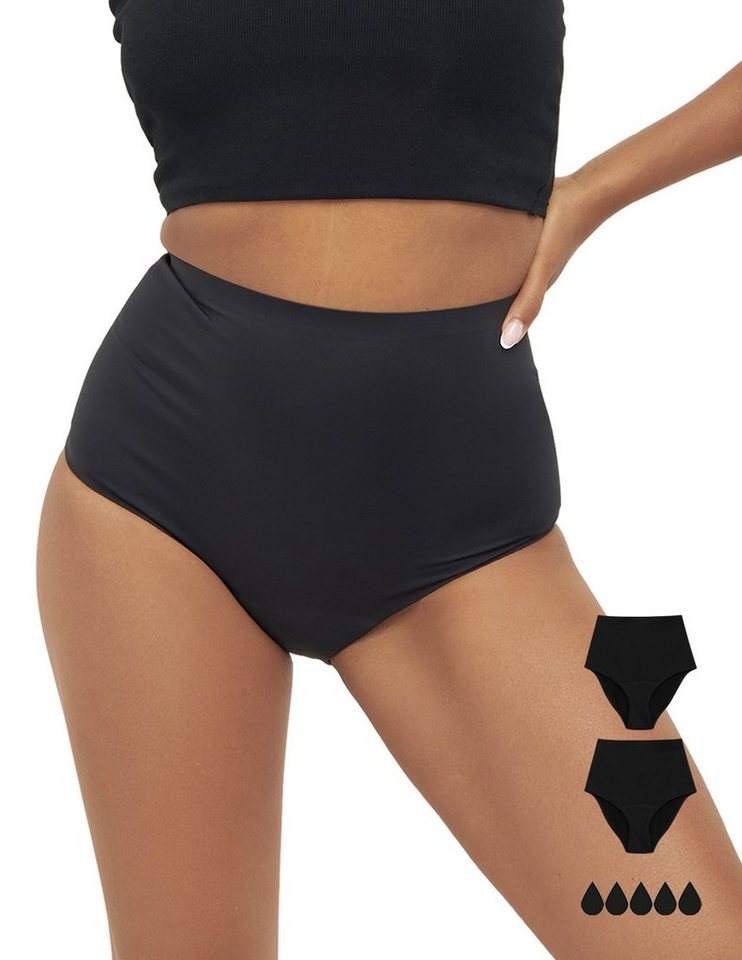 MyMonthlys Inkontinenzslip Periodenunterwäsche MONA High Waist 2er schwarz starke Blutung von MyMonthlys