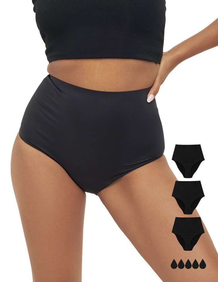 MyMonthlys Inkontinenzslip Periodenunterwäsche MONA High Waist 3er schwarz starke Blutung von MyMonthlys
