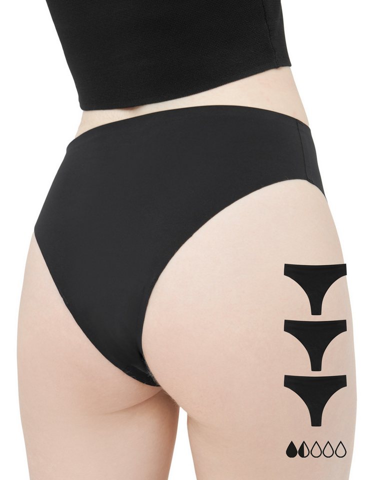 MyMonthlys Inkontinenzslip Periodenunterwäsche EMMY Brazilian 3er schwarz leichte Blutung von MyMonthlys