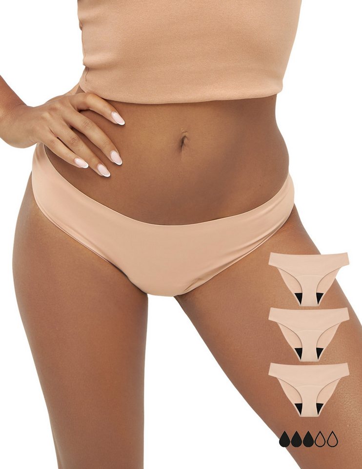 MyMonthlys Inkontinenzslip Periodenunterwäsche LEA Slip 3er beige mittlere Blutung von MyMonthlys
