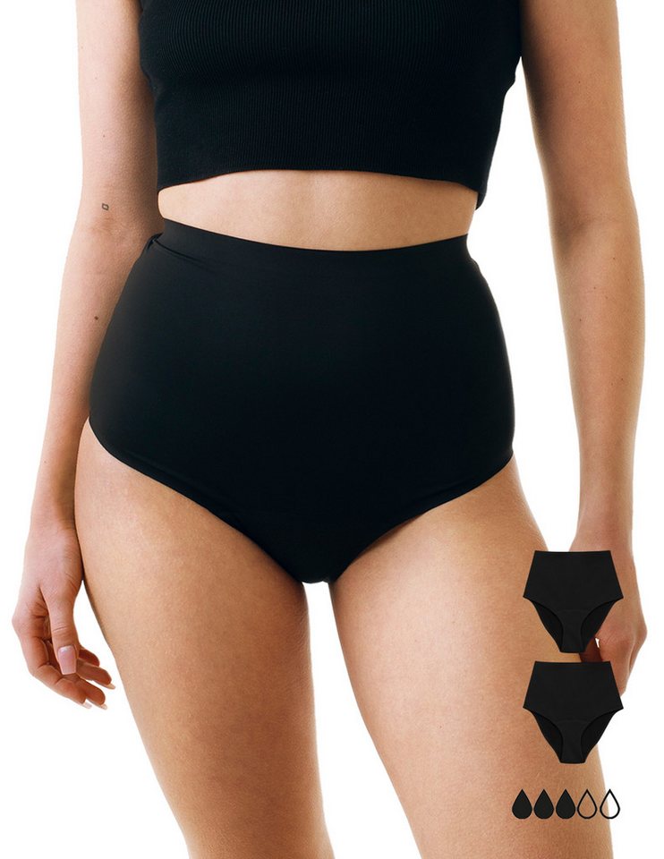 MyMonthlys Inkontinenzslip Periodenunterwäsche MARY High Waist 2er schwarz mittlere Blutung von MyMonthlys