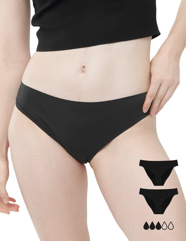 MyMonthlys Inkontinenzslip Periodenunterwäsche LEA Slip 2er schwarz mittlere Blutung von MyMonthlys