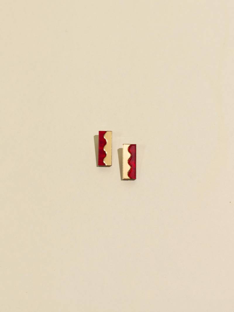 Rote Rechteck Ohrstecker, Leichte Acryl Ohrringe, Qualität Handgefertigter Statement Schmuck, Hypoallergen Titan Mode Kostüm Zubehör von MyMoonSeeds