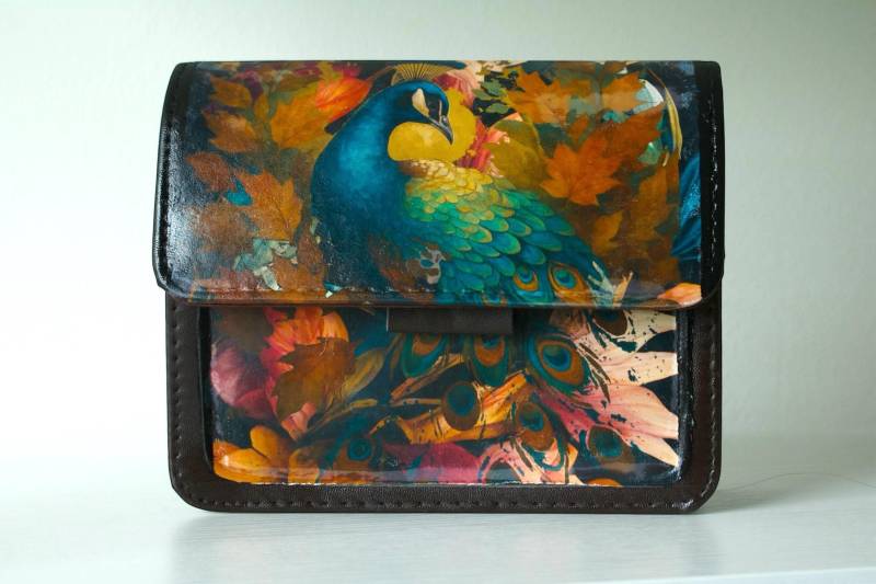 Handdetaillierte Pfau-Handtasche Tragbare Kunst-Tasche von MyMoshShop