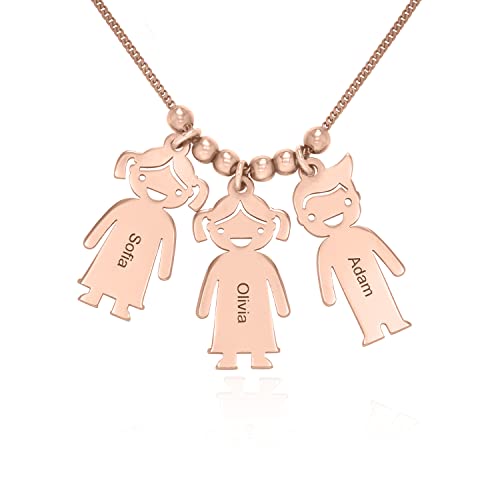 MyNameNecklace MYKA Personalisierbare Kinder-Charm-Halskette - Gravierte Sterlingsilber-Halskette für Muttertag (Rosévergoldetes Silber) von MyNameNecklace