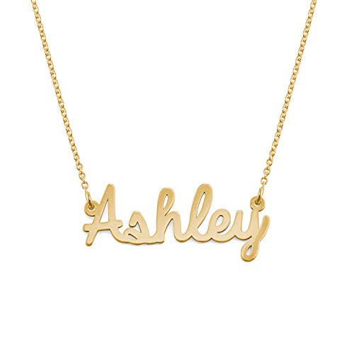 MYKA Personalisierbare Kursive Namenskette in Sterling Silber 925 / Vergoldet - Halskette für Damen (750er vergoldetes 925er Silber) von MyNameNecklace