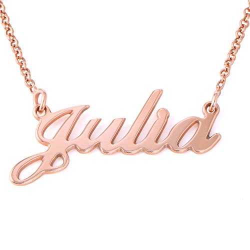 MyNameNecklace MYKA Personalisierbare Namenskette in Druckschrift- Klassik in Sterling Silber 925 / Vergoldet - Halskette für Damen (750er Rosévergoldete 925er Sterling Silber) von MyNameNecklace