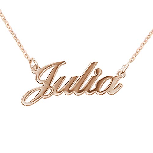 MYKA Personalisiert Kleine Klassik Druckschrift Namenskette in Sterling Silber 925 / Vergoldet - Anpassbar Geschenk für Damen - Mutter - Freundin (750er Rosévergoldete 925er Sterling Silber) von MyNameNecklace