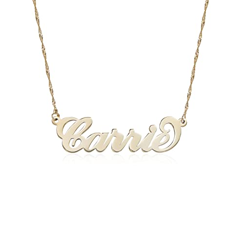 MyNameNecklace MYKA Personalisierte Kleine Carrie Namenskette aus Sterling Silber 925 / Vergoldet - Anpassbar Geschenk für Damen - Mutter - Freundin (585er Gold) von MyNameNecklace