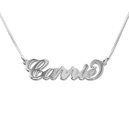 MyNameNecklace MYKA Personalisierte Kleine Carrie Namenskette aus Sterling Silber 925 / Vergoldet - Anpassbar Geschenk für Damen - Mutter - Freundin (585er Weißgold) von MyNameNecklace